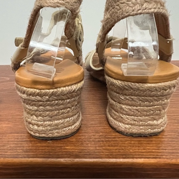 UGG Mairi Espadrille Wedge Buckle Strap Leather Sandal Neutral Boho Comfort 8.5 - Picture 10 of 14